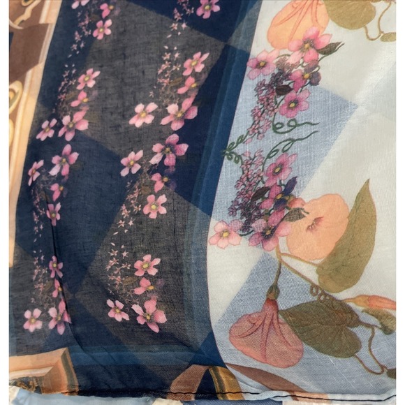 2‎ Chic Large Scarf Cottagecore Royal Floral Fringe - Picture 2 of 16